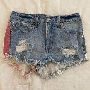 AMERICAN FLAG DENIM SHORTS